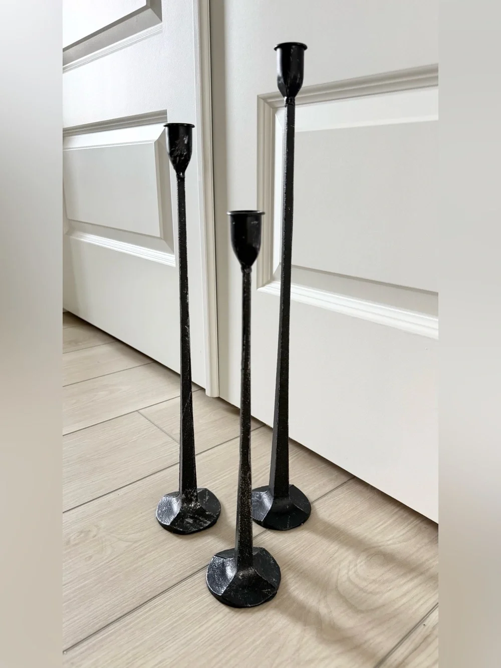 Distressed Forged Iron Taper Holders - Set of 3 Tall